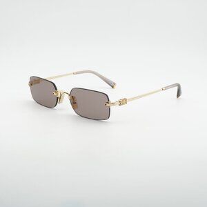 Miu Miu MUB50S 5AK20I Sunglasses Gold Rectangle Frame, Light Brown Lenses